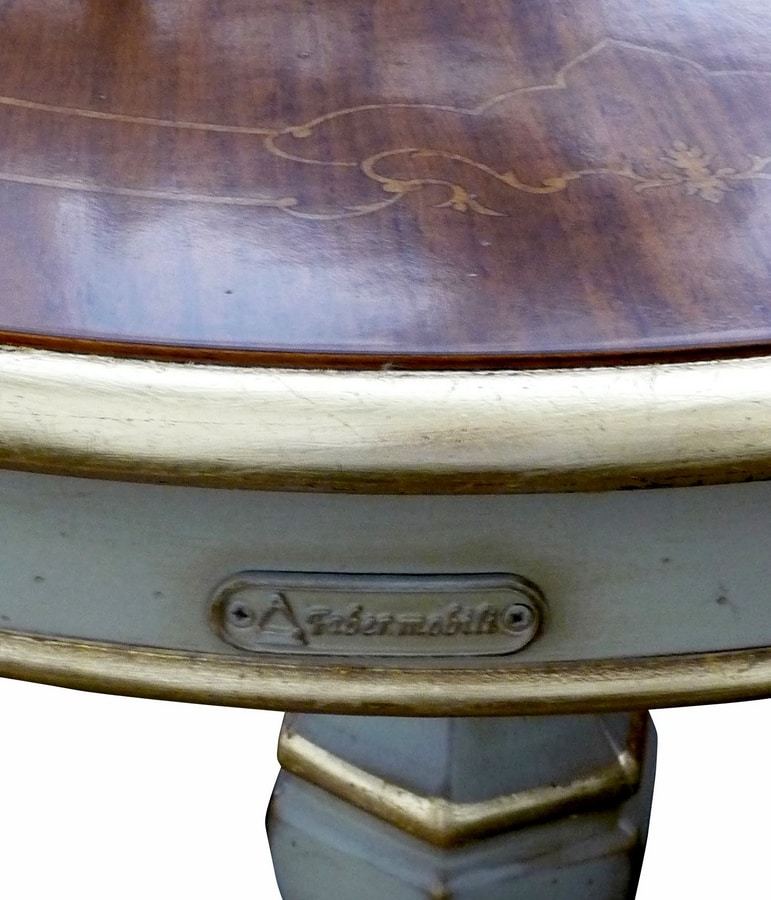 Filiberto FA.0115, Tavolino rotondo in legno lavorato a mano, stile barocco