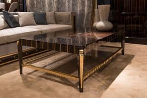 Jeremy Rettangolare, Tavolino rettangolare, impiallacciato, per salotti classici di lusso