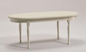KELLY LARGE tavolino ovale 8117T, Tavolino ovale classico, in legno intagliato, per villa