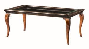 Raffaello FA.0134, Tavolino Dec� in legno, piano in cristallo, stile classico