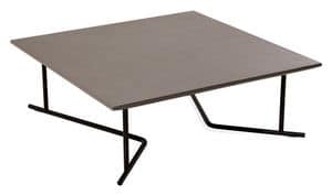 Belt tavolino 1, Tavolino basso quadrato, base in metallo, per esterni