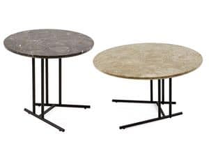 Belt tavolino 2, Tavolino tondo con base in acciaio verniciato, per esterno
