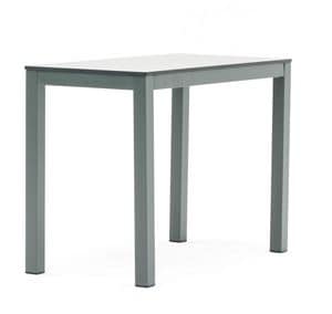 Element tavolo, Tavolino con gambe in alluminio e piano in laminato, per esterni