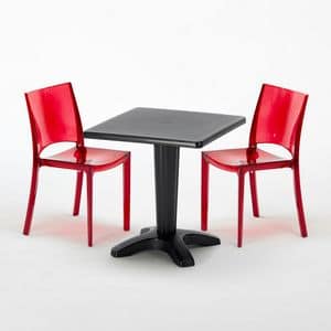 Sedie e tavolo bar policarbonato esterno Caff  SET2SZCAFF, Tavolino con colonna riempibile con sabbia