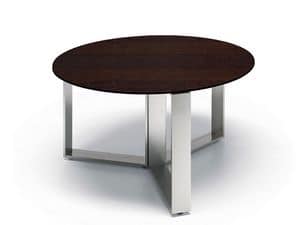 Altagamma tavolini, Tavolino moderno, base cromata, piano in legno o vetro, ideale per salotti e sale relax