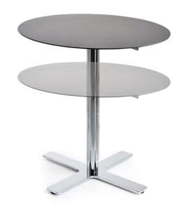 Incrocio H47:71 R, Tavolo rotondo, con struttura in metallo cromato, top in laminato, tavolo con altezza variabile