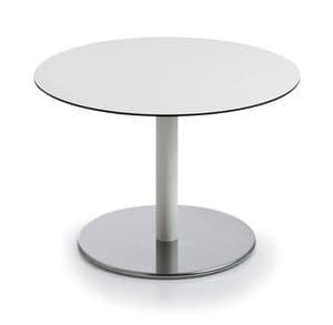 Intondo H40 R, Tavolo rotondo con struttura in metallo e piano in laminato, tavolo basso ideale con divani