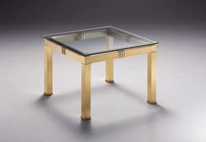 AMADEUS 3067, Tavolino quadrato, in vetro e ottone per salotto