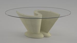 Arawa, Tavolino con piano ovale in vetro
