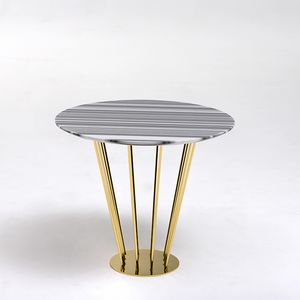 Ariel AR228, Tavolino tondo dorato, con piano in marmo