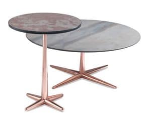 City tavolino, Tavolino da caff� con piano impiallacciato, base in metallo