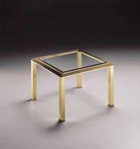 DOMUS 2167 , Tavolino quadrato basso, piano in cristallo trasparente