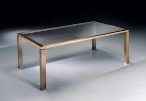 MADISON 3266, Tavolino rettangolare con piano in vetro, per salotto