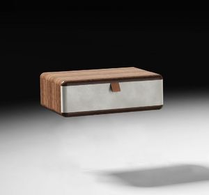 Paradigma Art. EPA001, Tavolino con cassetto, in legno e pelle nabuk