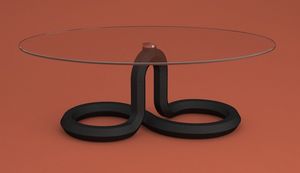Proteo, Tavolino ovale con piano in cristallo