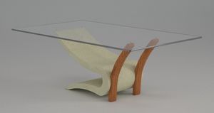 Tanatos, Tavolino da salotto con base in pietra e legno
