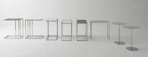 Tavolini vetro-metallo, Tavolino da caff�, in acciaio e vetro, per area conversazione