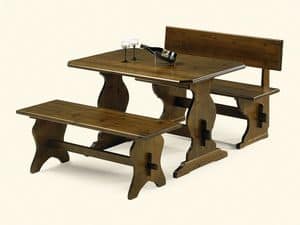 980, Tavolo in legno di pino, stile rustico, per pizzeria