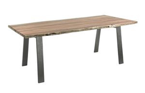 Tavolo Aron 200X95, Tavolo con piano in legno dai bordi irregolari