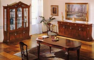 93 / Vetrina a 3 ante, Vetrina in legno con 3 ante, in stile classico di lusso