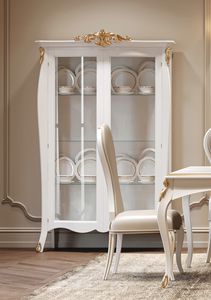 Incanto Art. C34102, Elegante vetrina stile classico, in legno laccato bianco